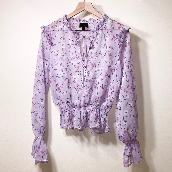 Lumiere Floral Light Pink Purple Blouse - Picture 1 of 8